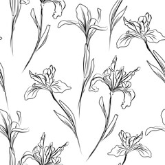 Botanical art seamless pattern with flowers. Modern creative design. Vector illustration.