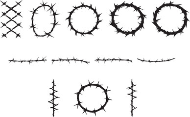 Barbed Wire Shape Silhouette Vector