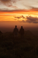 Silhouette of a couple in sunset