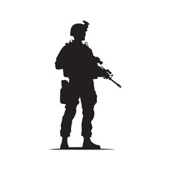 Echoes of Bravery: A Symphony of Army Soldier Silhouettes Resonating the Bravery on Every Battlefield - Military Illustration - Military Vector
