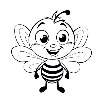 Bee cartoon coloring page - coloring book for kids