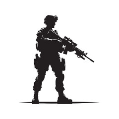 Resolute Shadows: Soldier Silhouettes Manifesting the Unwavering Resolve of the Military - Soldier Illustration - Soldier Vector - Military Silhouette
