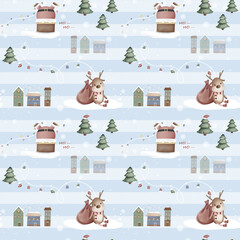 Christmas Pattern with Santa Claus
