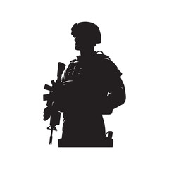 Guardians of Liberty: Army Soldier Silhouette Ensemble Standing Tall in the Defense of Freedom - Military Illustration - Military Vector
