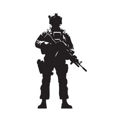 Sentinel of Strength: Soldier Silhouettes Portraying the Steadfast Resolve and Courage in Every Shadow - Soldier Illustration - Soldier Vector - Military Silhouette
