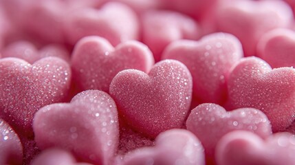 Obraz premium Monochromatic Pink Hearts - Soft Matte Finish Creating Depth, Valentine's Day Concept