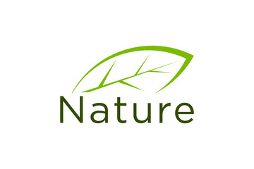 Fototapeta premium Green leaf nature plant, organic eco farm, Vegetarian vegan healthy food icon symbol.