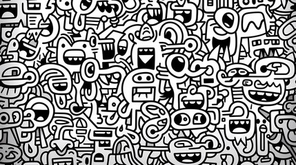 Obraz premium Funny doodle seamless pattern, artistic background