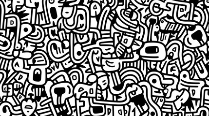 Funny doodle seamless pattern, artistic background