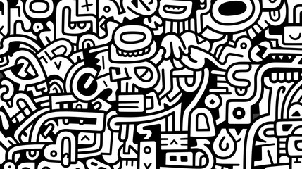 Fototapeta premium Funny doodle seamless pattern, artistic background