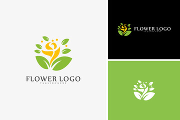 Vector nature flower logo concept, rose flower logo design template