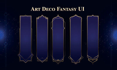 Set of Art Deco Modern Banners for user interface. Fantasy magic HUD. Template for rpg game interface. Vector Illustration EPS10