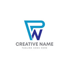 Letter mark logo design. PW logo