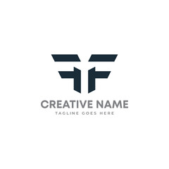 Letter mark logo design. letter FF logo. abstract letter F logo. 2F logo