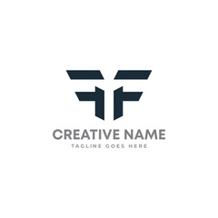 Obraz premium Letter mark logo design. letter FF logo. abstract letter F logo. 2F logo