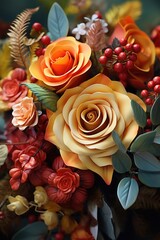 Autumnal Bouquet in Vivid Detail - Natural Beauty with Sharp Focus, Valentine's Day Concept