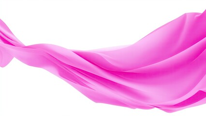 Flying Pink silk fabric. Waving satin cloth on white background