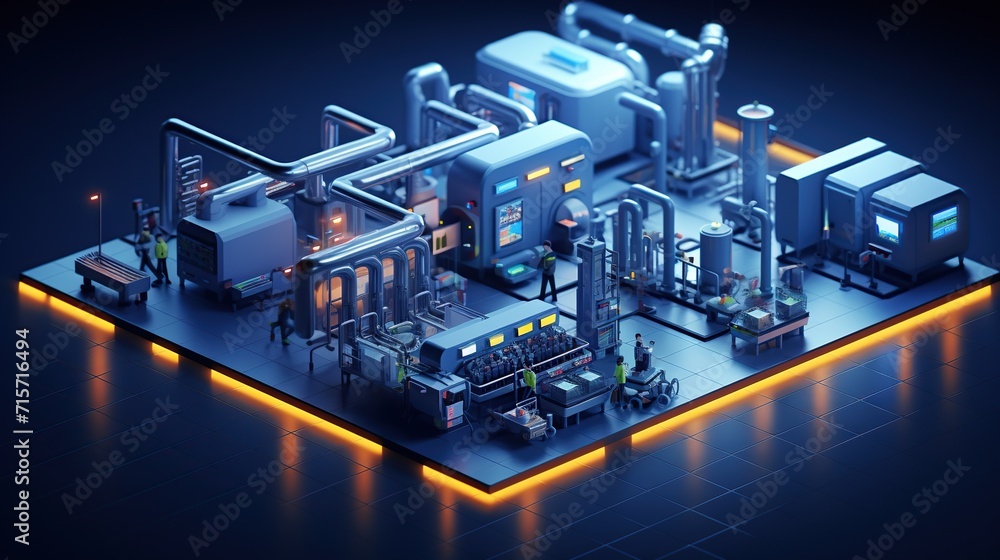 Aufkleber modern smart factory with modern production machine for industrial 4.0 manufacturing process concept