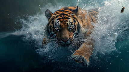 Tigers dive into the water