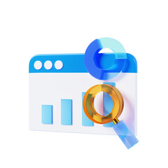 Fototapeta premium Website interface and magnifying glass zoom with information graph analysis.