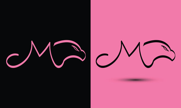 Initial letter m combine with falcon head BLACK and PINK