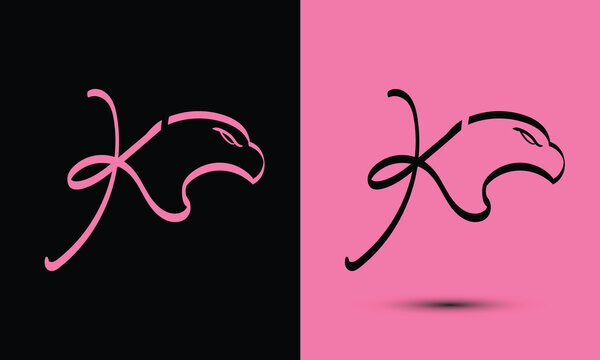 Initial letter k combine with falcon head BLACK and PINK
