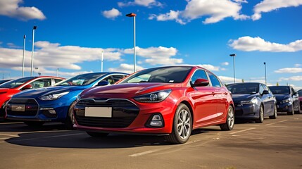 Extensive inventory of unsold cars in dealership parking lot awaits customers  attention
