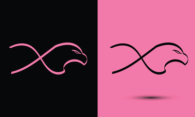 Initial letter X combine with falcon head BLACK and PINK
