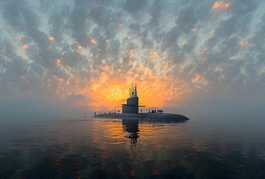 Graceful Depths - UHD Image of RTM DSB5AII Submarine with RT NRGNRTV NAD 92 in the Style of American Tonalist