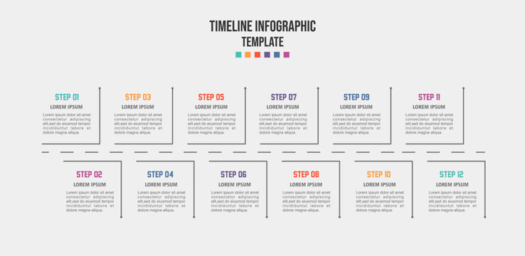 Infographic template for business. 12 Months modern Timeline Roadmap diagram calendar.