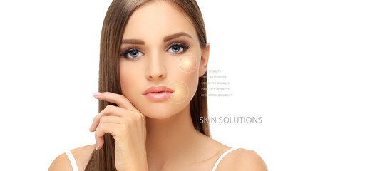 Skin solutions.Concept of rejuvenation,detecting  ageing signs
