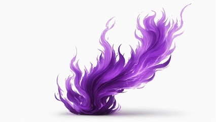 Purple flame magic fire on white background