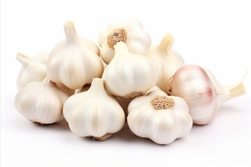 Fresh garlic bulb isolated on white background for culinary ingredient or healthy eating concept