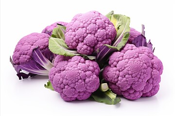 Isolated organic cauliflower on white background for food concept and ingredient photography.