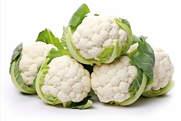 Fresh cauliflower vegetable isolated on white background for healthy eating and cooking.