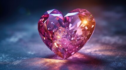 Radiant Heart-Shaped Gemstone: Brilliant Pinks and Purples in a Void - Valentine's Day Concept