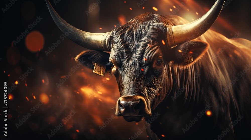 Poster financial and business abstract background with stock graph chart and bull concept traders