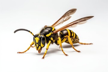 Beautiful Isolated Yellow Jacket Insect on White Background - European Wasp or German Yellow Jacket