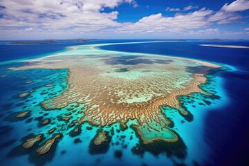 Aerial Photography of Great Barrier Reef Archipelago. Stunning Views of Australia's Coral Reef - obrazy, fototapety, plakaty