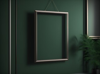 Elevate your decor with a lush green wall, accentuated by a wooden frame and a vase. This square mockup template is ready for your designs.