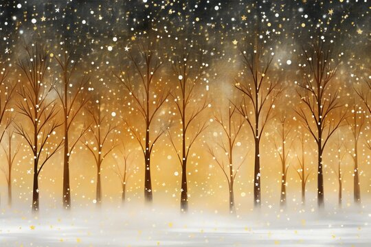 Winter forest with falling snow and falling snowflakes © Glimmering