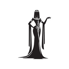 Veiled Nobility: Cleopatra Silhouette Series Veiling the Noble Countenance of an Ancient Queen - Cleopatra Illustration - Cleopatra Vector - Cleopatra Egyptian Goddess Silhouette
