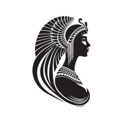 Lustrous Lineage: Egyptian Lady Illustration Echoing the Lustrous Lineage of Cleopatra Silhouette - Egyptian Lady Vector
