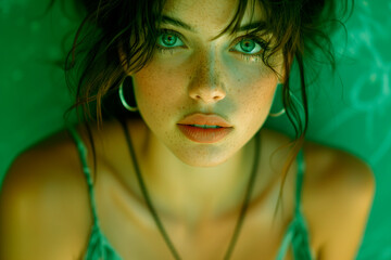 Portrait of a modern woman with light eyes