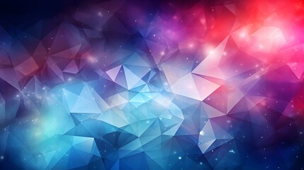 Triangle based colorful galaxy feel abstract background. Composition of triangles with an crystal, network feel.