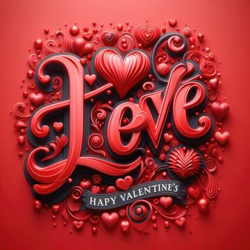 Happy Valentine's Day Greeting Card 3d realistic style. The concept for a Valentines Day February 14 holiday banner
