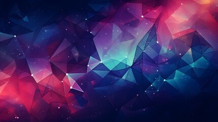 Triangle based colorful galaxy feel abstract background. Composition of triangles with an crystal,...