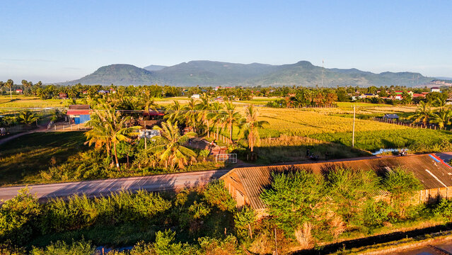 Vue en drone sur le mont bokor depuis kampot island, Kampot, Cambodge