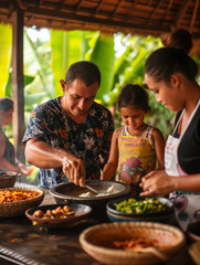 A Photo Of A Family Participating In A Cooking Class Learning Local Cuisine At Their Cultural Resort