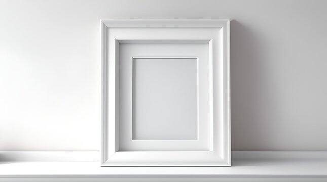 A blank white frame on a wall, perfect for showcasing your artwork or photographs.